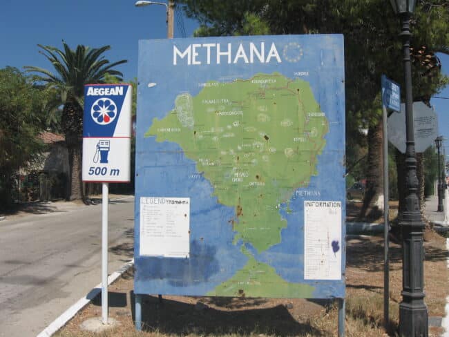 שלט עם מפת מתאנה